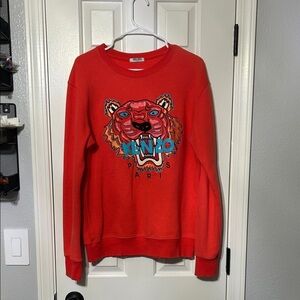 Fashion Vibrant Red Sweatshirt with Tiger Motif
